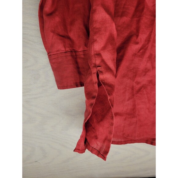 Elizabeth by Liz Claiborne Women's SZ 18 Tunic Button Up Shirt 100% Linen Red - Picture 10 of 10